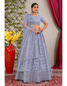 Purple Party Wear Net Lehenga Choli For Weddings - Gajiwala