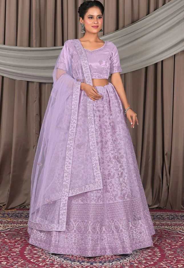Purple Party Wear Net Lehenga Choli For Women - Gajiwala