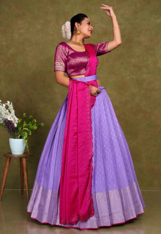 Purple Stylish Lehenga Choli With Zari Woven For Women - Gajiwala
