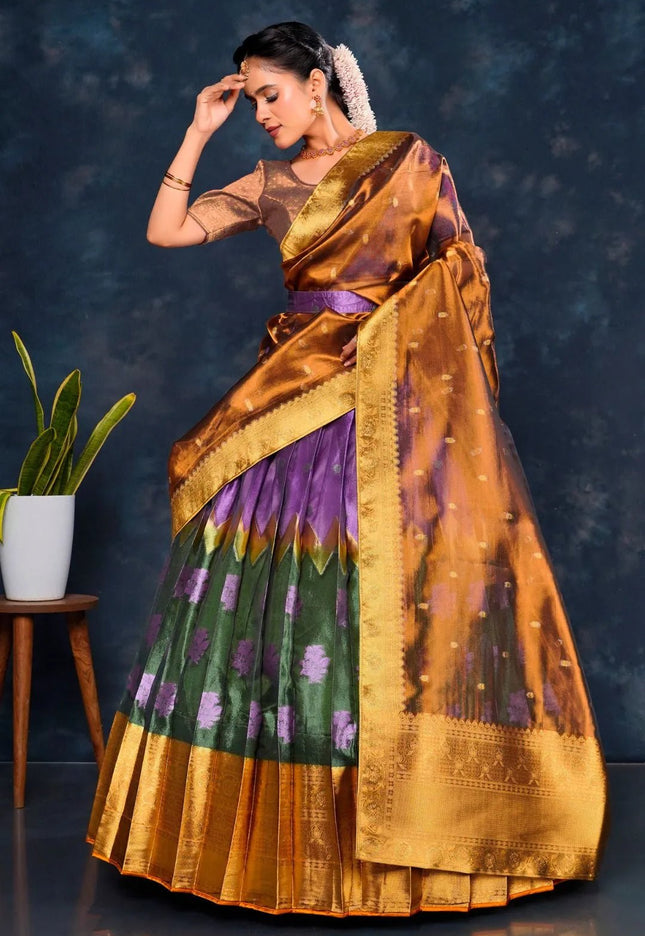 Purple Tissue Silk Designer Lehenga Choli For Women - Gajiwala