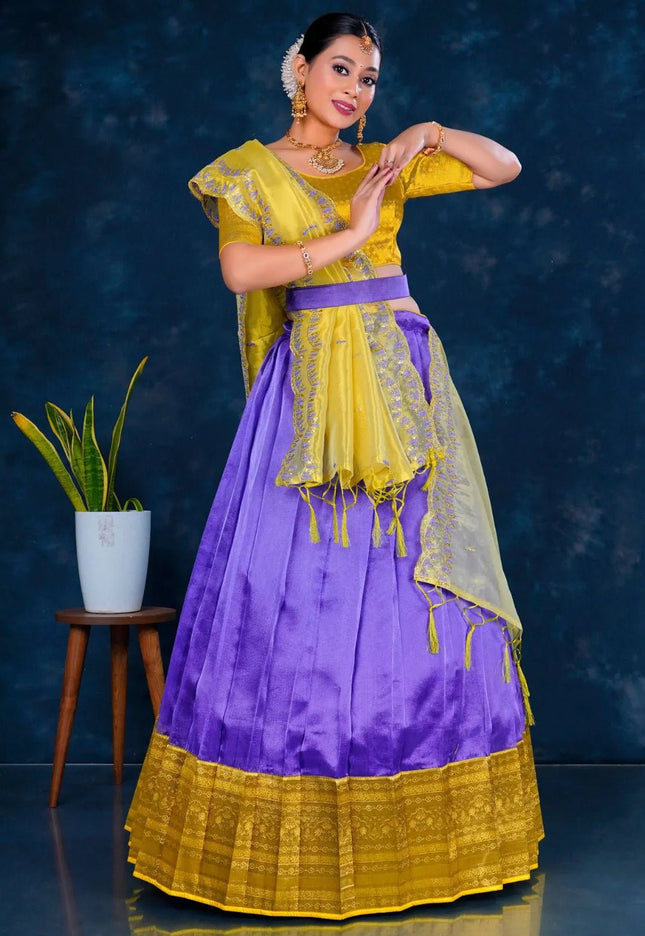 Purple Tissue Silk Designer Lehenga Choli For Women - Gajiwala