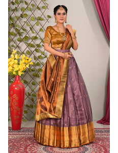 Purple Tissue Silk Pattu Lehenga Choli For Women - Gajiwala