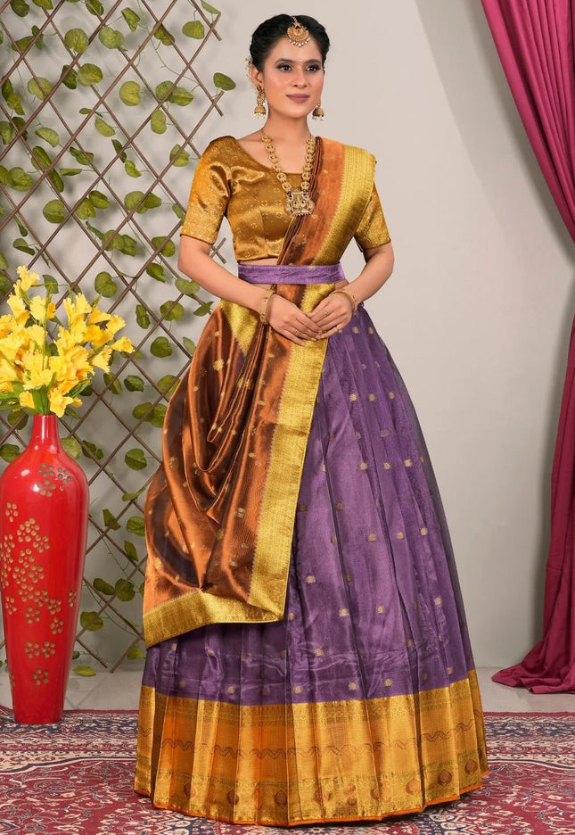 Purple Tissue Silk Pattu Lehenga Choli For Women - Gajiwala