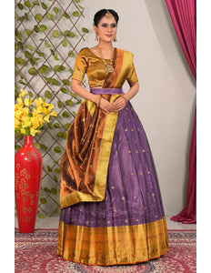Purple Tissue Silk Pattu Lehenga Choli For Women - Gajiwala