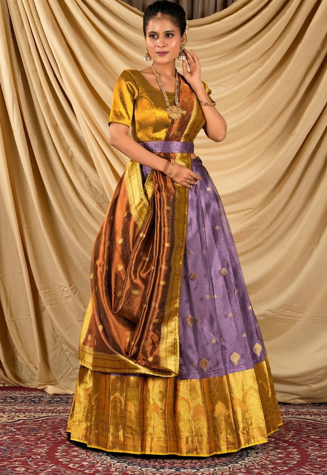 Purple Tissue Silk Traditional Lehenga Choli for Women - Gajiwala