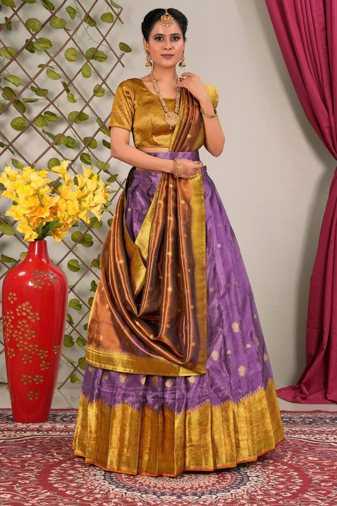 Purple Tissue Silk Traditional Lehenga Choli for Women - Gajiwala
