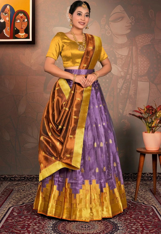 Purple Tissue Silk Traditional Lehenga Choli for Women - Gajiwala