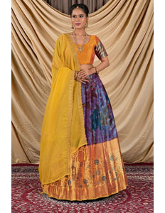 Purple Tissue With Digital Print Lehenga Choli For Women - Gajiwala