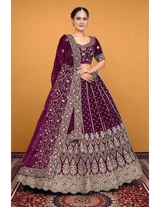 Purple Traditional Fendy Silk Embroidered Lehenga Choli - Gajiwala