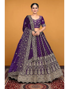 Purple Traditional Fendy Silk Lehenga Choli - Gajiwala