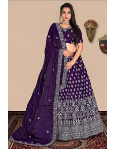 Purple Traditional Fendy Silk Lehenga Choli - Gajiwala