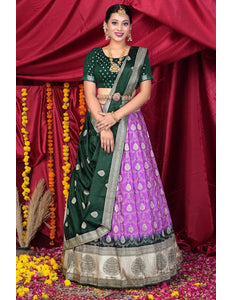 Purple Viscose Silk Half Saree With Zari Work - Gajiwala