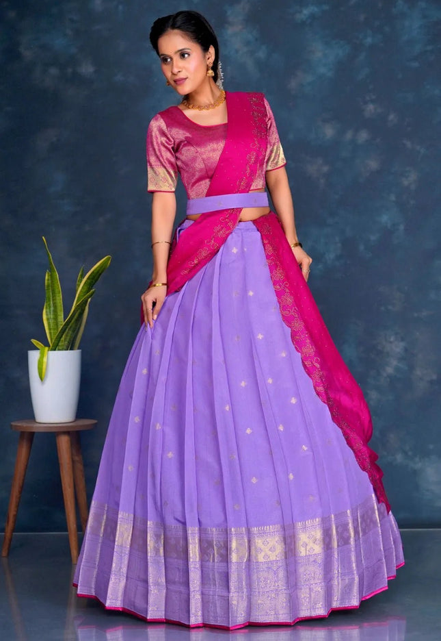 Purple Viscose Silk Lehenga Choli With Zari Weaving - Gajiwala