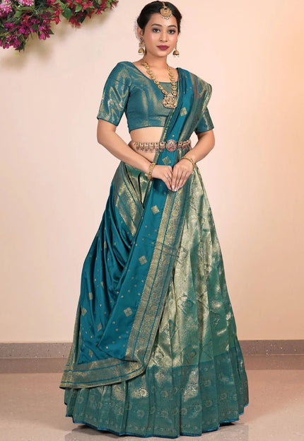 Rama Banarasi Silk Lehenga Choli Design For Women's - Gajiwala
