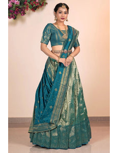 Rama Banarasi Silk Lehenga Choli Design For Women's - Gajiwala
