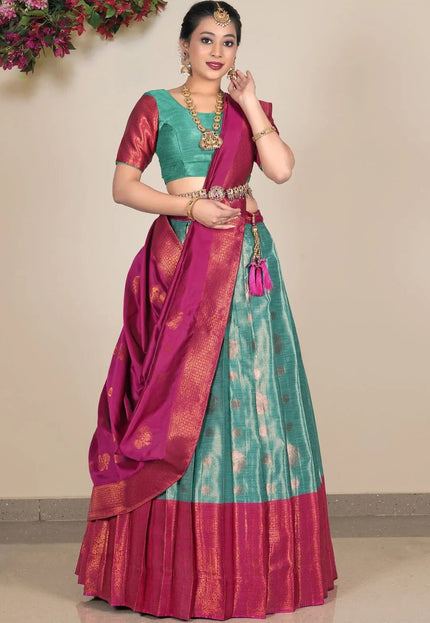 Rama Banarasi Silk Lehenga Choli For Women - Gajiwala