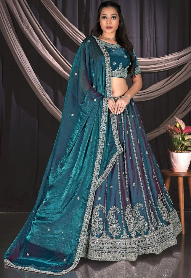Rama Fendy Silk Lehenga Choli For Wedding Function - Gajiwala