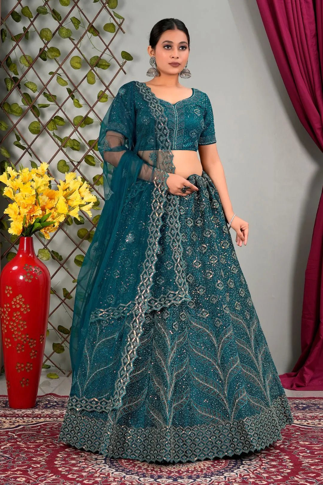 Rama Net Designer Chaniya Choli For Women - Gajiwala