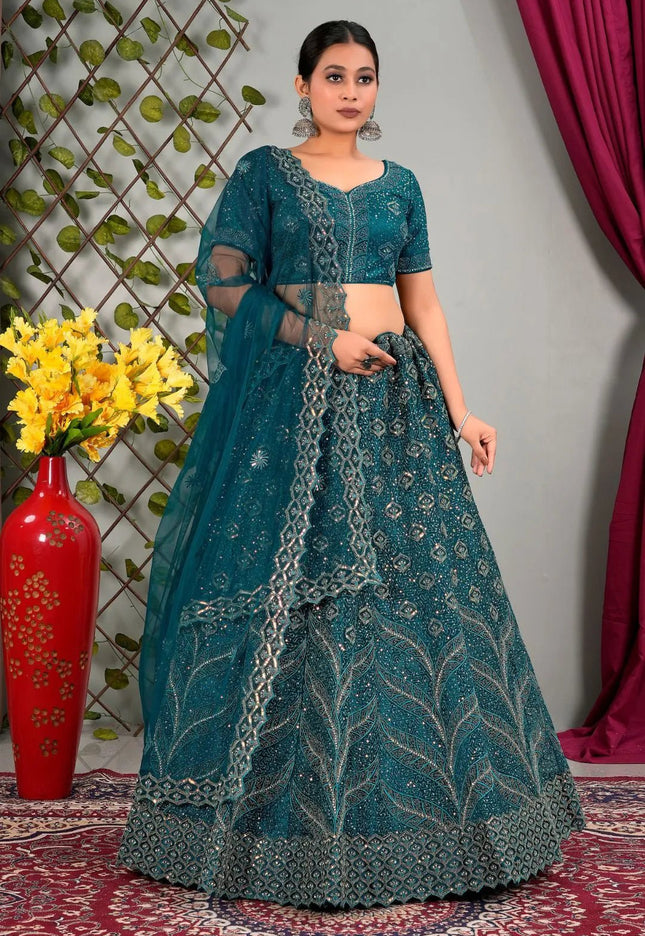 Rama Net Designer Chaniya Choli For Women - Gajiwala