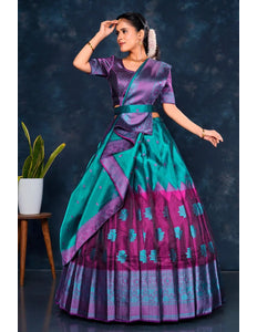 Rama Tissue Silk Designer Lehenga Choli For Women - Gajiwala