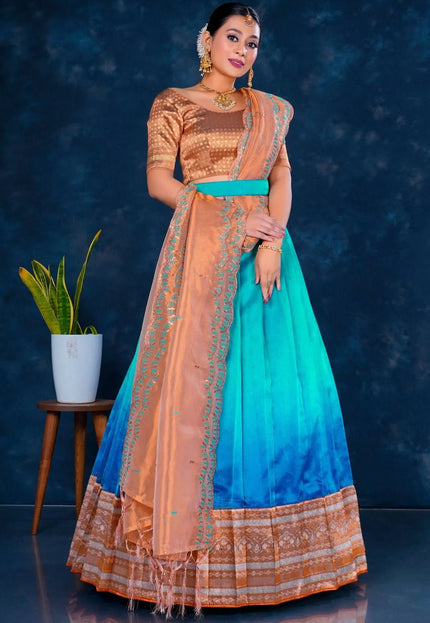 Rama Tissue Silk Designer Lehenga Choli For Women - Gajiwala