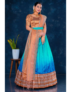 Rama Tissue Silk Designer Lehenga Choli For Women - Gajiwala