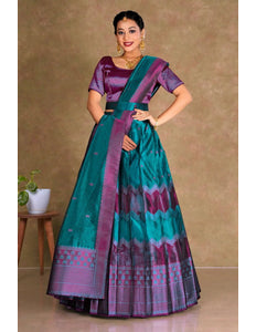 Rama Tissue Silk Pattu Half Saree With Zari Work - Gajiwala