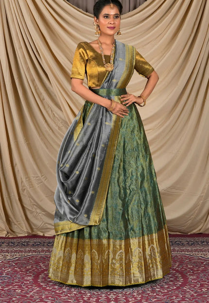 Rama Tissue Silk Pattu Lehenga Choli For Women - Gajiwala