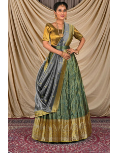 Rama Tissue Silk Pattu Lehenga Choli For Women - Gajiwala