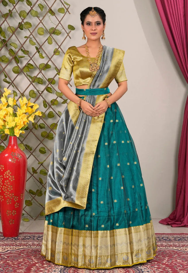 Rama Tissue Silk Pattu Lehenga Choli For Women - Gajiwala