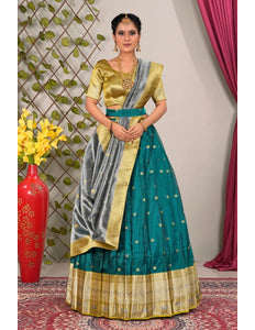 Rama Tissue Silk Pattu Lehenga Choli For Women - Gajiwala