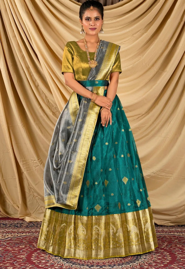 Rama Tissue Silk Traditional Lehenga Choli for Women - Gajiwala