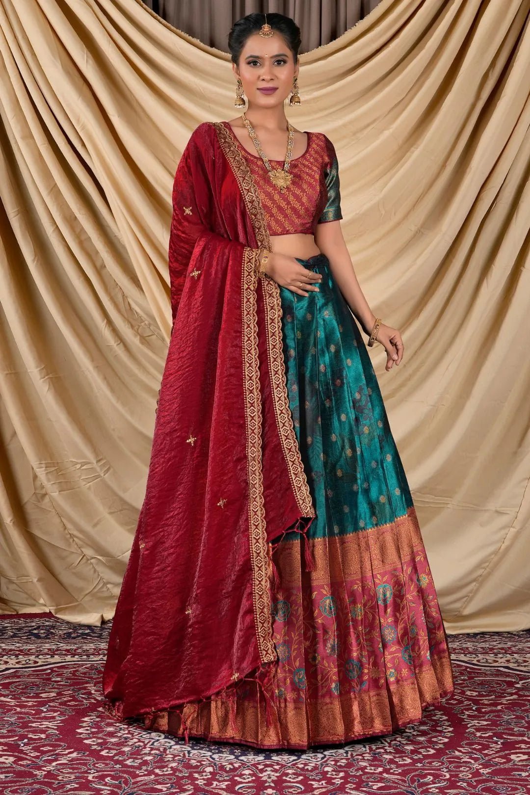 Rama Tissue With Digital Print Lehenga Choli For Women - Gajiwala