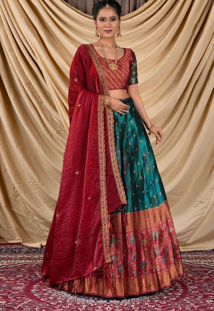 Rama Tissue With Digital Print Lehenga Choli For Women - Gajiwala