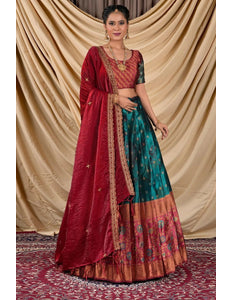 Rama Tissue With Digital Print Lehenga Choli For Women - Gajiwala
