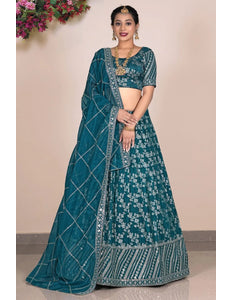 Rama Viscose Fabric Half Saree For Women - Gajiwala