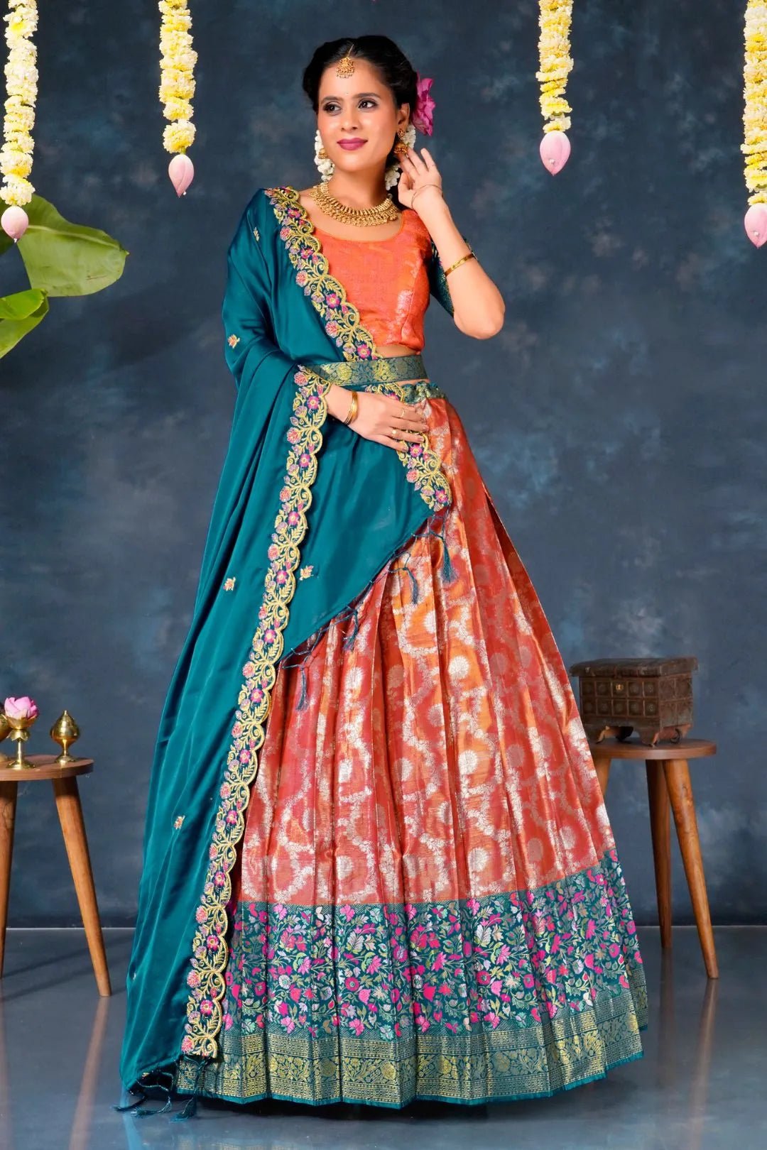 Rani Banarasi Silk Pattu Half Saree With Zari Work - Gajiwala