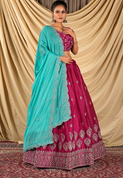 Rani Barbery Silk Lehenga Choli With Rangoli Dupatta - Gajiwala
