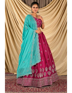 Rani Barbery Silk Lehenga Choli With Rangoli Dupatta - Gajiwala