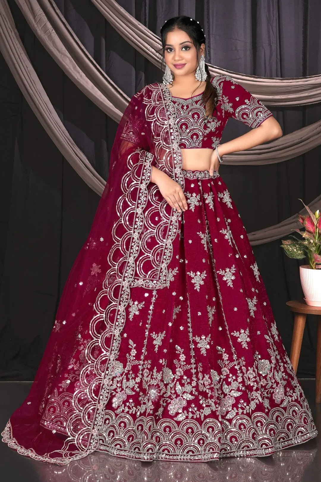 Rani Fendy Silk Embroidered Lehenga Choli For Women - Gajiwala