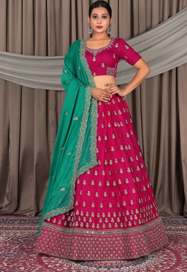 Rani Net Designer Lehenga Choli with Rangoli Dupatta - Gajiwala