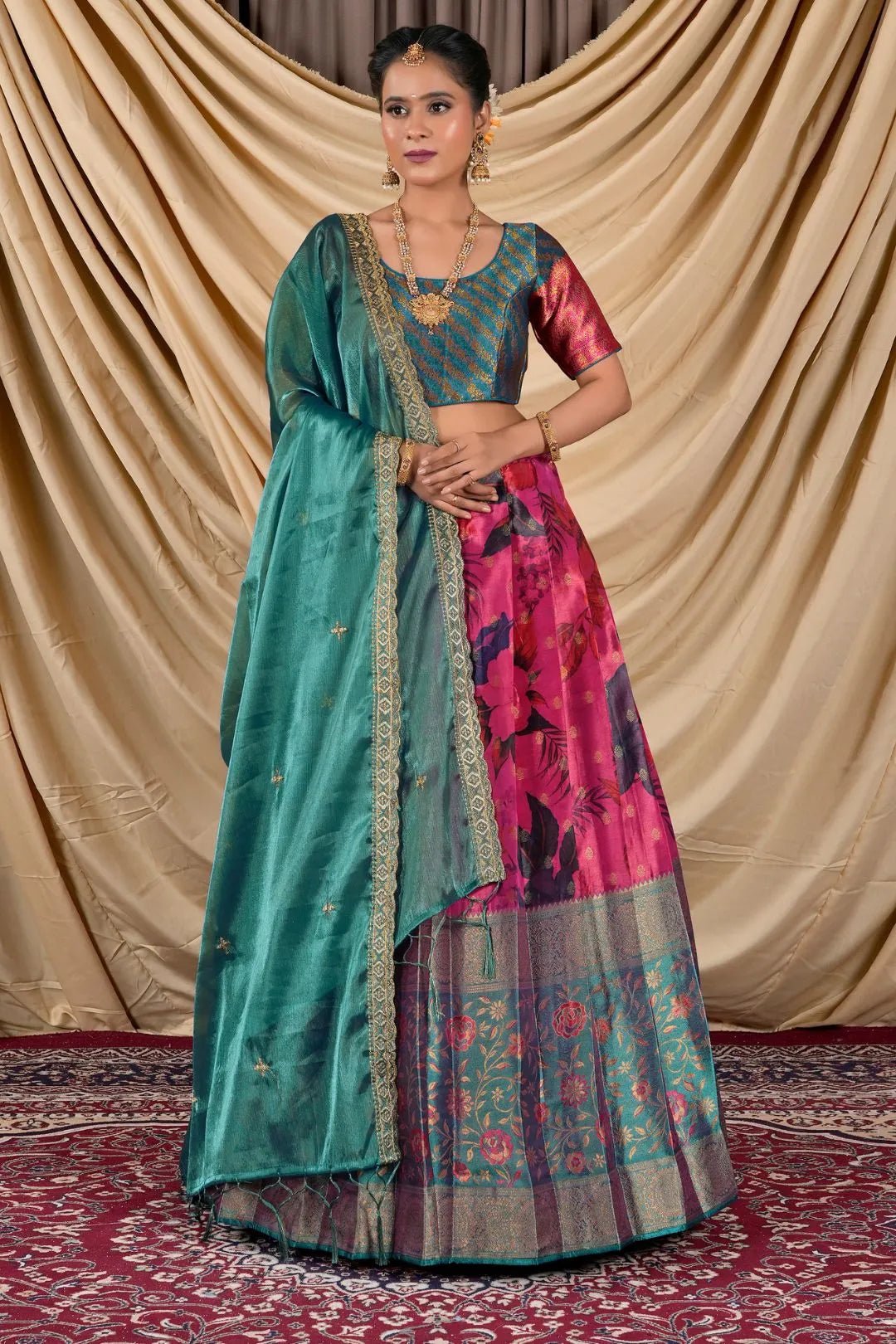 Rani Tissue With Digital Print Lehenga Choli For Women - Gajiwala