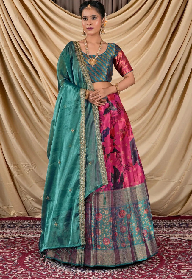 Rani Tissue With Digital Print Lehenga Choli For Women - Gajiwala