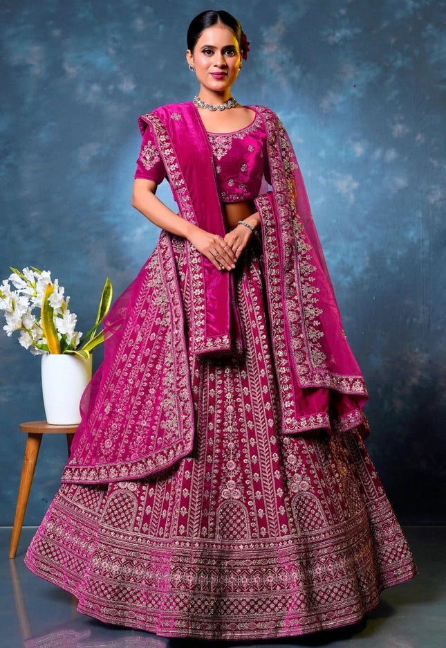 Rani Velvet Designer Bridal Lehenga Choli Latest Design - Gajiwala