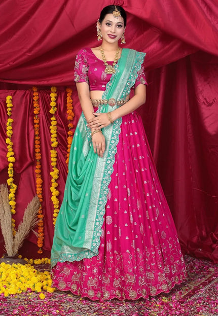 Rani Viscose Jacquard Pattu Lehenga Choli With Zari Work - Gajiwala