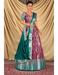 Rani Zari Banarasi Silk Half Saree For Women - Gajiwala