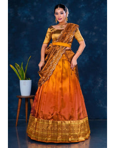 Rust Tissue Silk Designer Lehenga Choli For Women - Gajiwala