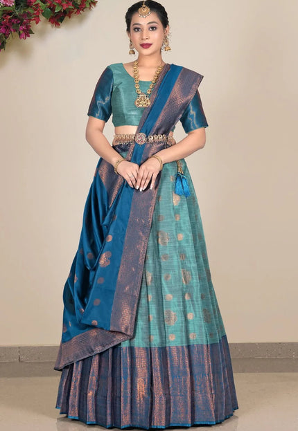 Sea Green Banarasi silk Lehenga Choli For Women - Gajiwala