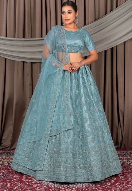 Sea Green Latest Net Lehenga Choli For Women - Gajiwala