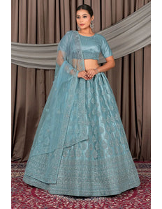 Sea Green Latest Net Lehenga Choli For Women - Gajiwala